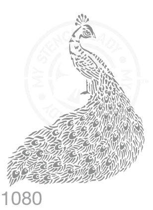 Peacock hand drawn illustration - Stencil 1080