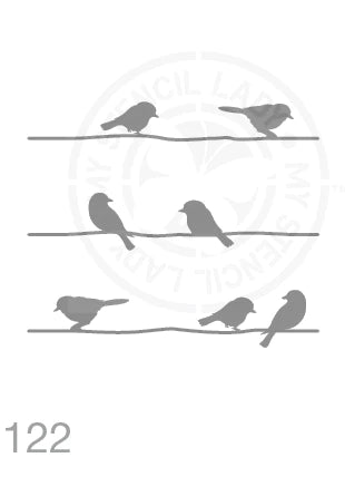 Birds on branch - Stencil 122