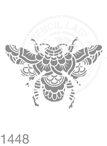 Patterned silhouette bee - Stencil 1448