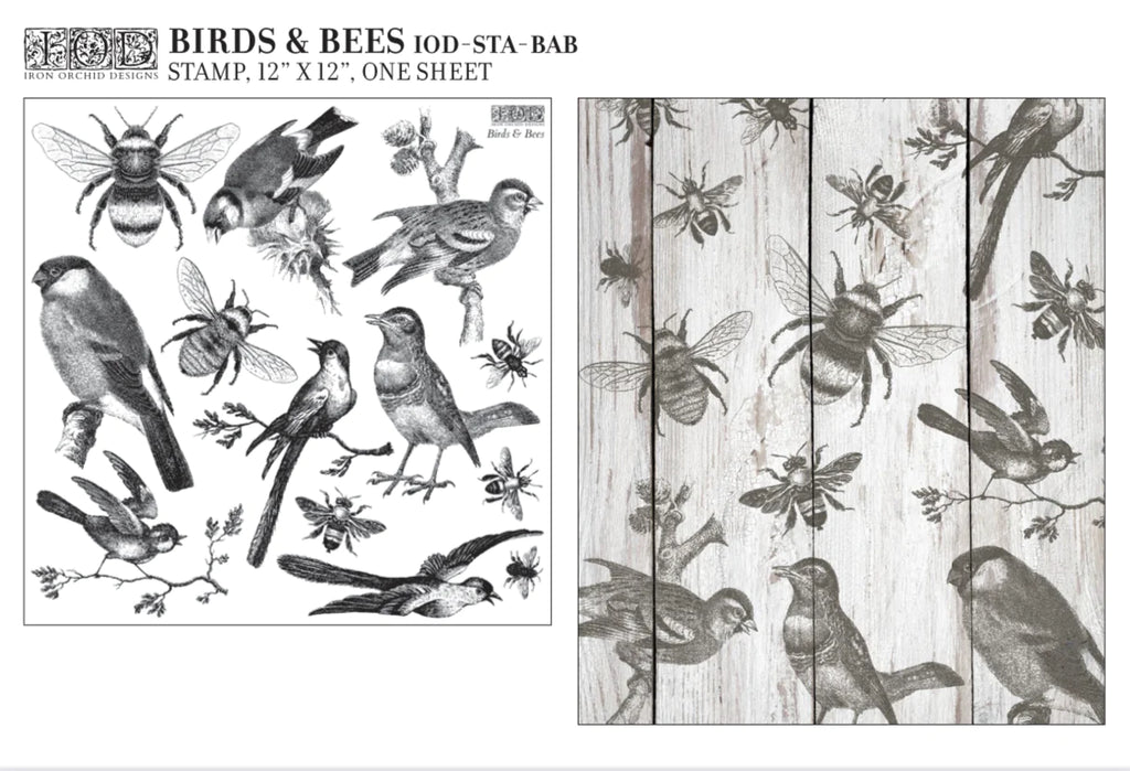 Birds & Bees 12x12 Decor Stamp