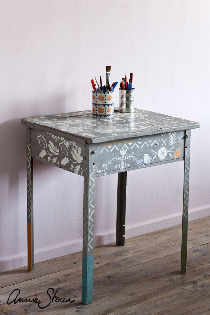 French_Linen_school_desk_stencilled_Old_White_Barcelona_Orange_Provence_Antionette_Wall_Paint_image_1_86679b14-69ae-4be3-888b-ebfe3fdbc127.jpg
